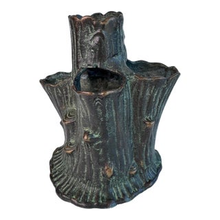 Faux Bois Bronze Vase For Sale