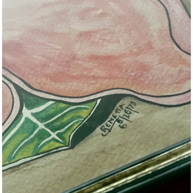 1970s 70s Watercolor Painting Floral Art For Sale - Image 5 of 10