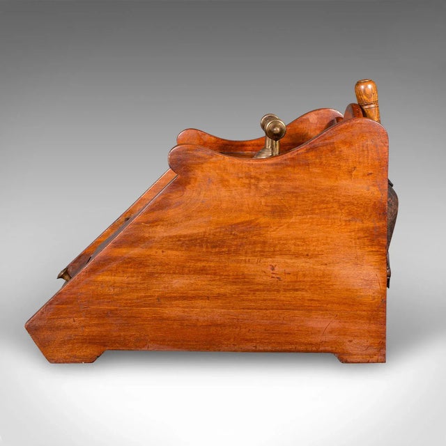 Brown Antique Coal Purdonium, English, Walnut, Brass, Fireside Fuel Keep, Victorian For Sale - Image 8 of 12