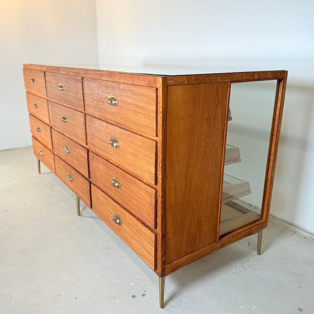 Vintage Oak Display Counter with 12 Drawers, 1960s For Sale - Image 10 of 18