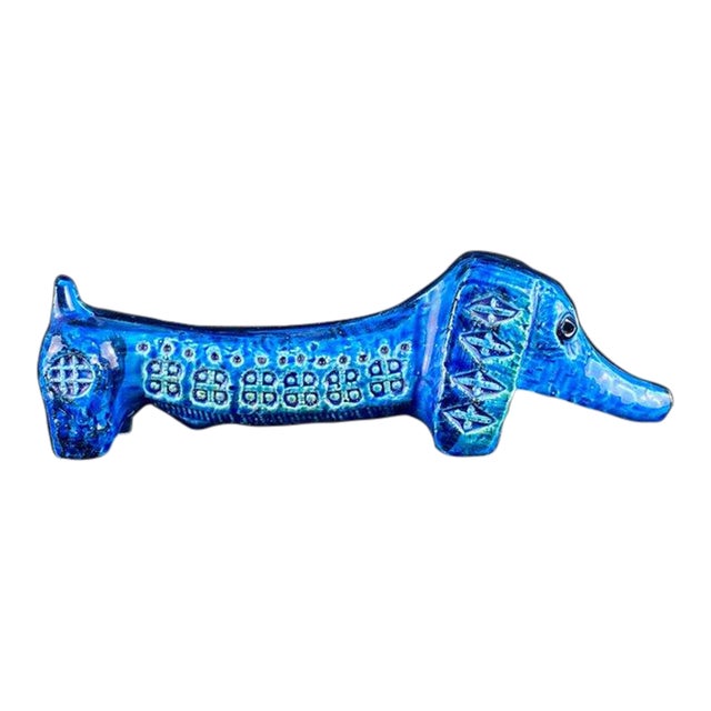 Bitossi Rimini Blu Dachshund Sculpture by Aldo Londi, 1960s For Sale