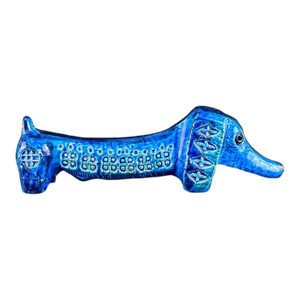 Bitossi Rimini Blu Dachshund Sculpture by Aldo Londi, 1960s