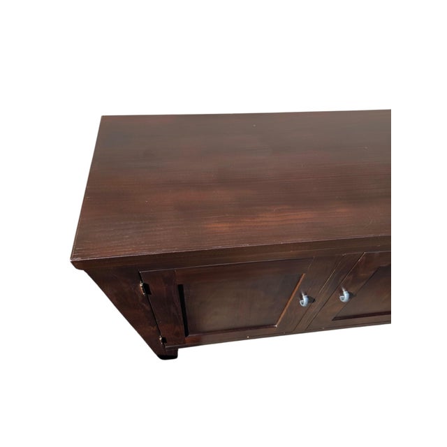 Ethan Allen Vintage Ethan Allen Horizons Buffet Sideboard Dark Walnut Buffet Console Cabinet For Sale - Image 4 of 18
