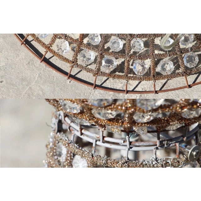 1970s Vintage Boho Chic Beaded Chandelier, Hand-Made Pakistan For Sale - Image 11 of 13
