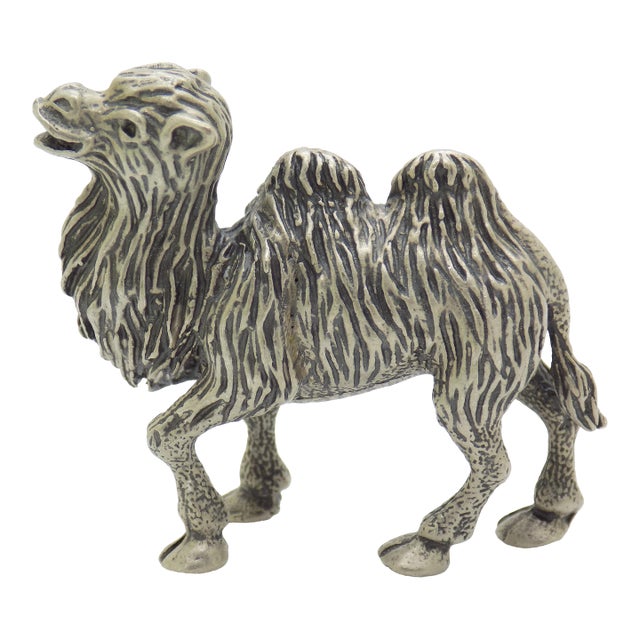 Vintage Italian Handmade Genuine Silver Camel Detailed Figurine Miniature Sculpture For Sale