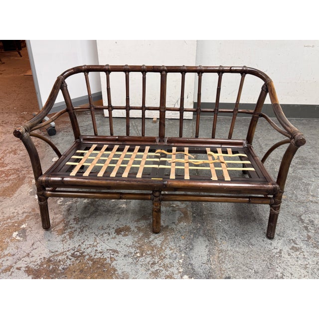 Wood McGuire Furniture Bamboo Loveseat, Vintage. For Sale - Image 7 of 12