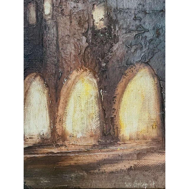 1960s Ivo Soukup Architectural Expressionist Signed Oil on Board For Sale - Image 11 of 13