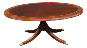 Henkel Harris Oval Mahogany Coffee Table With Banded Inlaid Top