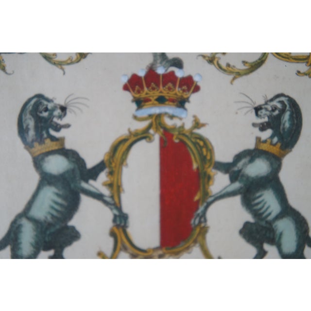 Green 3 Framed Armorial Engravings Figural Coat of Arms Family Crest Heraldic Prints For Sale - Image 8 of 12