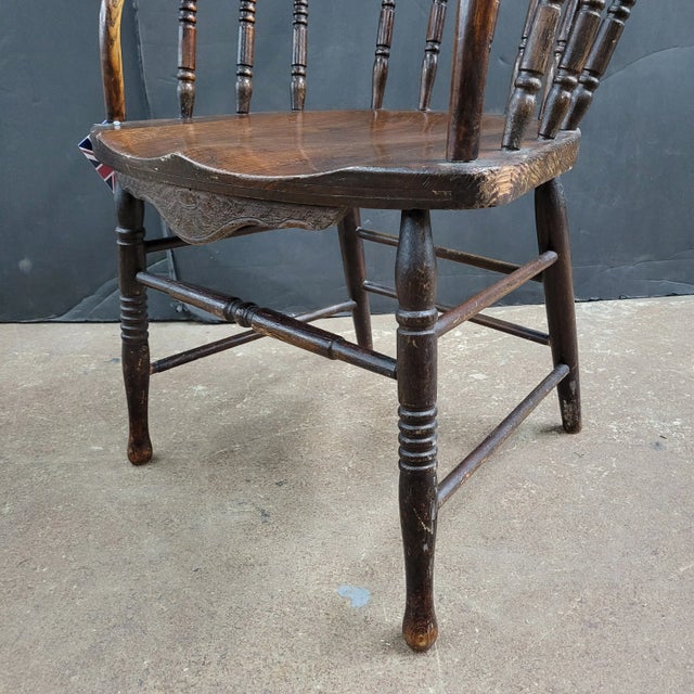 1910s Edwardian Oak Tub Chair For Sale - Image 12 of 16