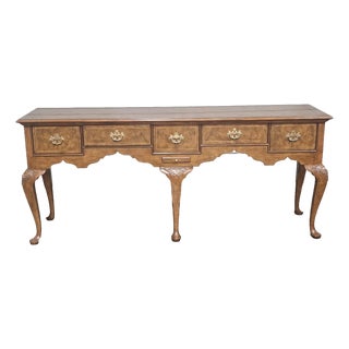 Late 20th Century Baker Stately Homes Collection Burl Walnut Sideboard Huntboard For Sale