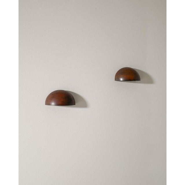 Metal Danish Patinated Copper Wall Sconces, Set of 2 For Sale - Image 7 of 7