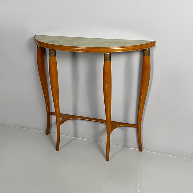 Mid-Century Modern Italian Console Table in Wood and Green Back-Painted Glass, 1950s For Sale - Image 18 of 18
