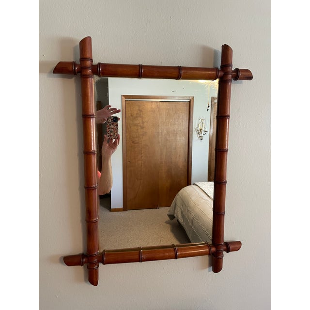 Large 19th Century Antique French Faux Bamboo Wall Mirror For Sale - Image 16 of 18