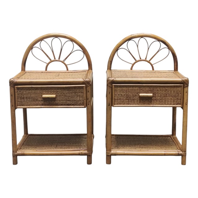 Nighstands in Rattan and Bamboo from Dal Vera, 1960s, Set of 2 For Sale