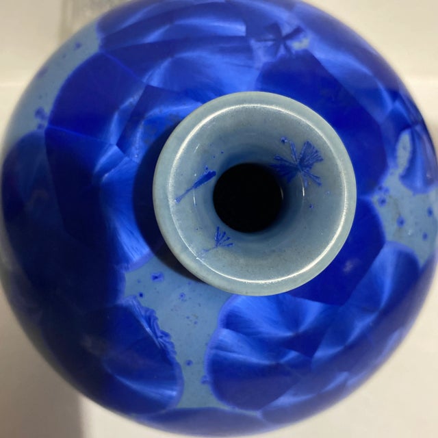 Late 20th Century Crystalline Glaze Art Pottery Ball Vase For Sale In Los Angeles - Image 6 of 7