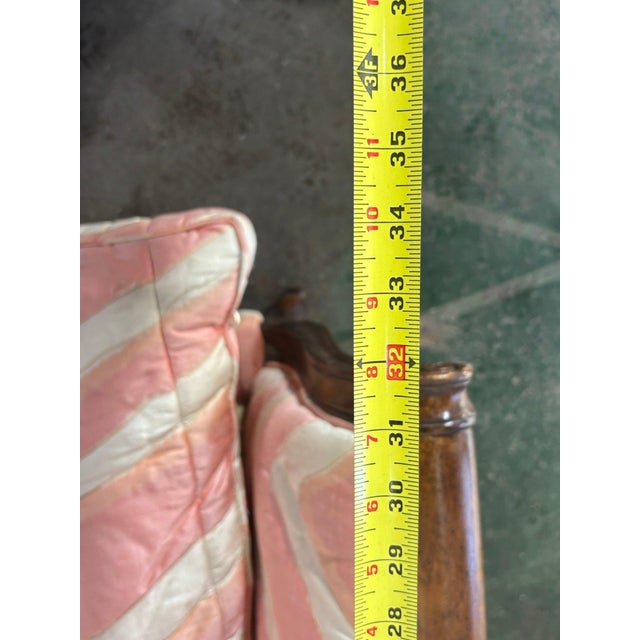 Wood Vintage Striped Hibriten Settee in Great Shape For Sale - Image 7 of 9