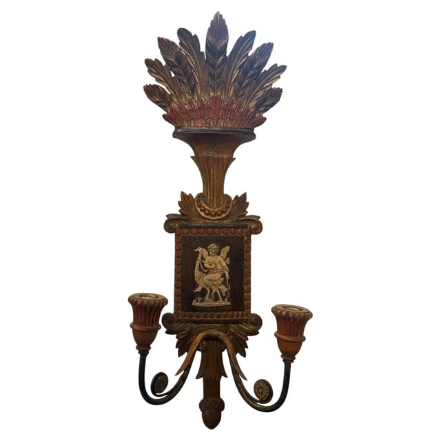 These exquisite 1950s Florentine wall sconces bring a touch of mid-century Italian elegance to any interior, showcasing...
