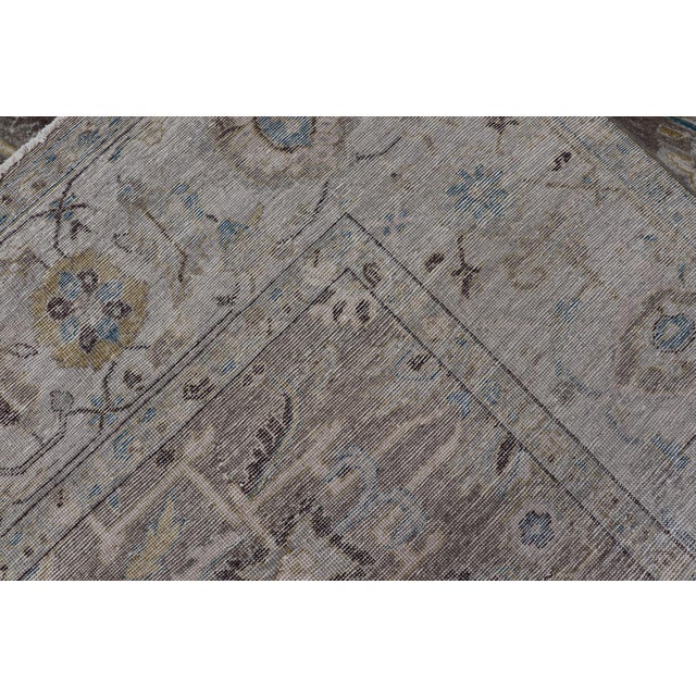 Modern Heriz Geometric Rug in Earthy Browns and Soft Blues 9'0 X 10'6 For Sale - Image 10 of 11