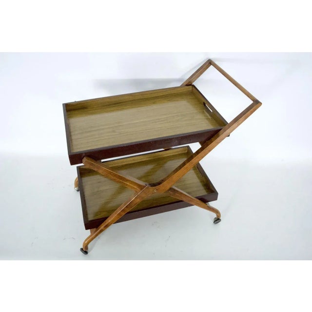 Brown Mid-Century Wood and Formica Bar Cart in the style of Angelo Ostuni, Italy, 1950s For Sale - Image 8 of 12