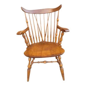 1960s Nichols and Stone Maple Fiddle Back Brass Back Windsor Armchair