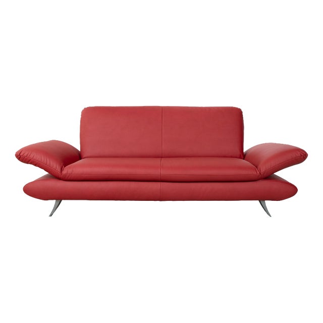 Vegan Leather Three-Seater Red Manual Function Rossini Sofa from Koinor For Sale