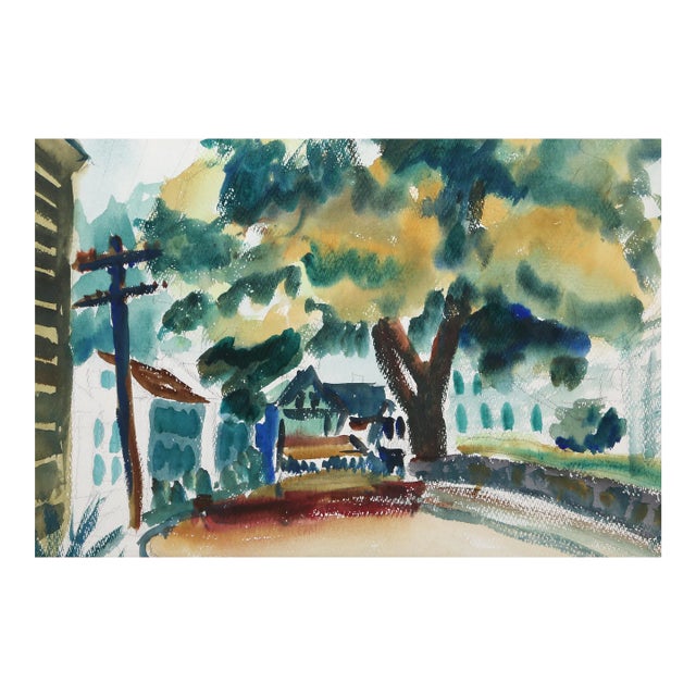 1940s "Rockport P3.28" Watercolor Painting by Eve Nethercott For Sale