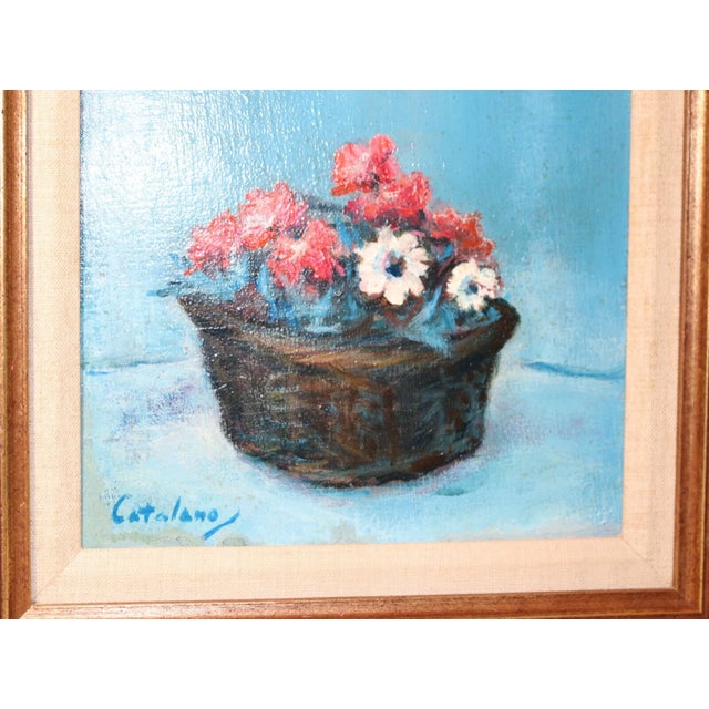 1980s Vintage Original Catalano Botanical Flower Expressionism Oil Painting on Canvas For Sale - Image 5 of 8