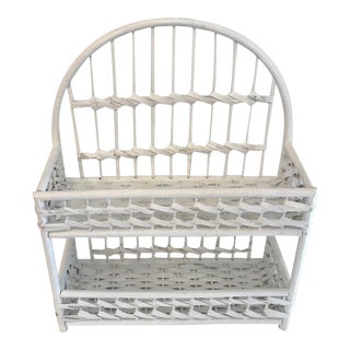 Vintage White Wicker Wall Shelf For Sale