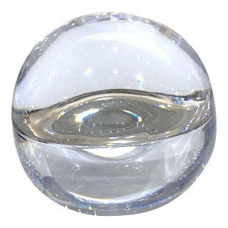 Göran Wärff for Kosta Boda Signed Crystal Paperweight – Scandinavian Modernist Glass Sculpture For Sale
