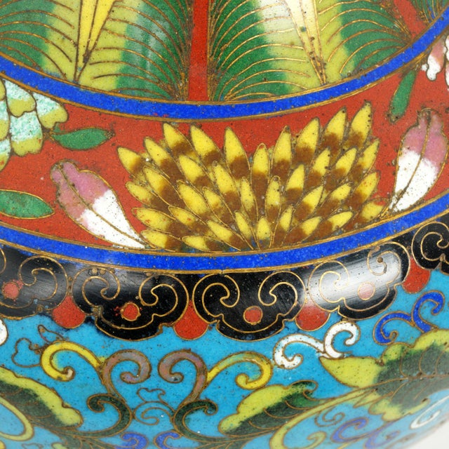 Antique Chinese Cloisonné Enamel Table Lamp C1920 For Sale - Image 13 of 17