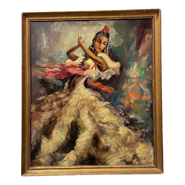 The Flamenco Dancer, 1920s, Oil on Hardboard, Framed For Sale