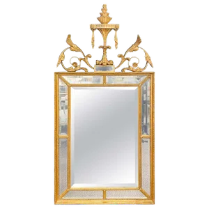 Adams Style Gilt Carved Wall Mirror With All Beveled Inserts