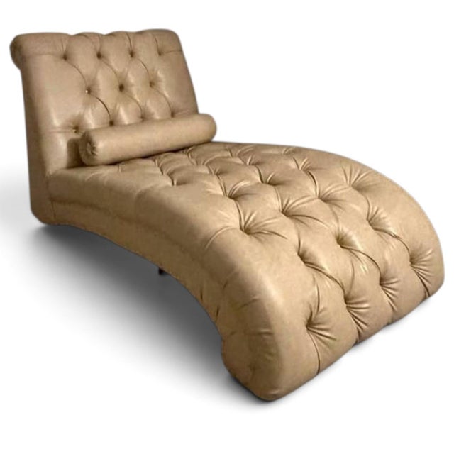 Modern The Art of Unwinding: Arhaus Audrey Button-Tufted Genuine Leather Chaise Lounge For Sale - Image 3 of 4
