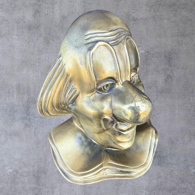 Vintage Solid Brass Clown Bust Sculpture Figure Wall Plaque 8" Heavy Circus 70s Brand: Unbranded Type: Bust / Statue /...