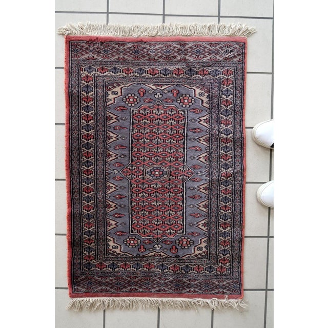 Beige 1950s, Handmade Vintage Uzbek Bukhara Rug 2.1' X 3.1' For Sale - Image 8 of 10