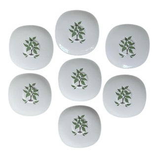 Mid 19th Century Mid Cetury Modern Taylor Smith Taylor Saucer Plates in Coffee Tree Pattern - Set of Seven (7) For Sale