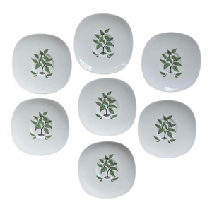 Mid 19th Century Mid Cetury Modern Taylor Smith Taylor Saucer Plates in Coffee Tree Pattern - Set of Seven (7)