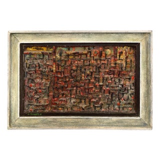 George Dergalis 1961 Mixed Media Construction High Relief Abstract For Sale