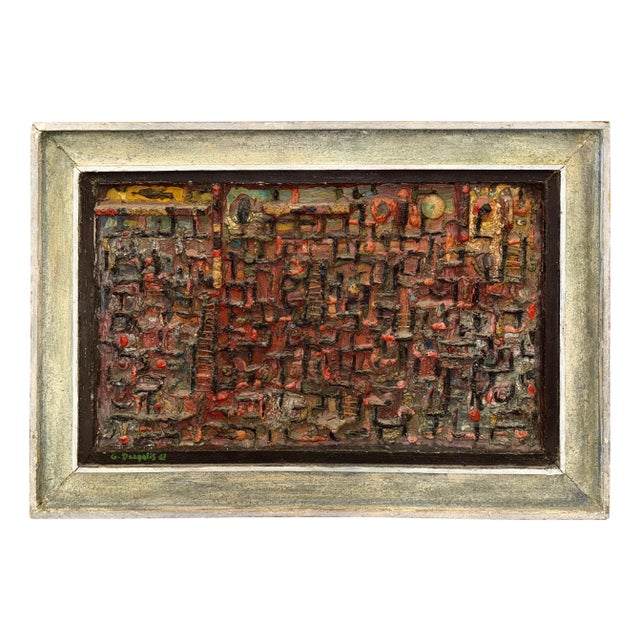 George Dergalis 1961 Mixed Media Construction High Relief Abstract For Sale