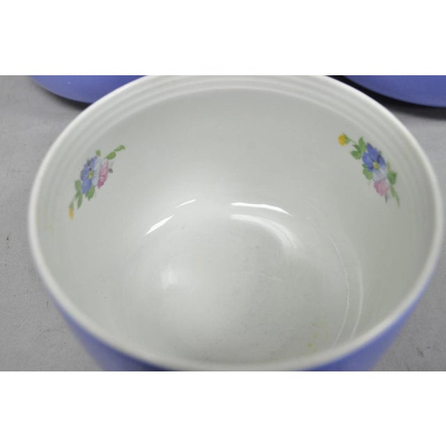 Vintage Hall's "Rose Parade" 1259 Blue Ceramic Nesting Mixing Bowls - Set of 3 For Sale - Image 11 of 13