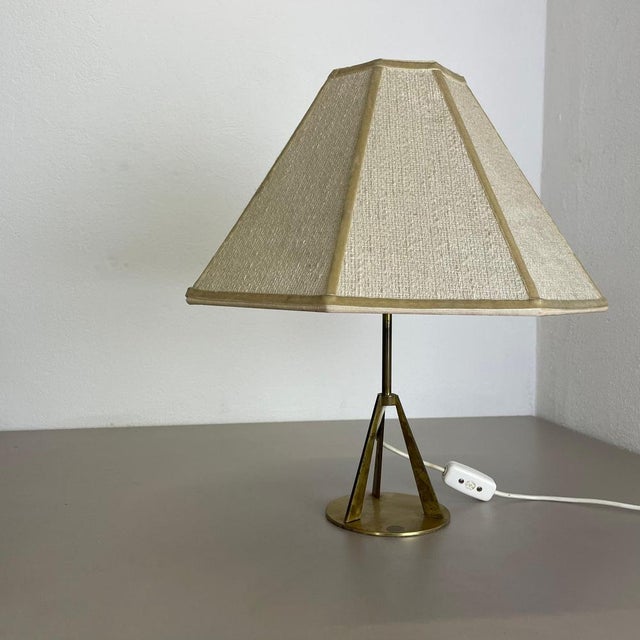 Austrian Tripod Brass Table Light in the style of Kalmar, 1960s For Sale - Image 6 of 17
