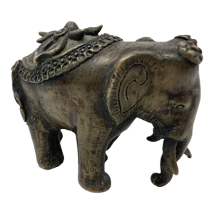 Antique Asian Bronze Elephant Sculpture Statue 19th C.