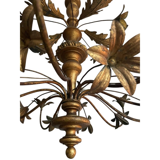 Antique Italian Chandelier in Gold Paint, 1800s For Sale - Image 3 of 5