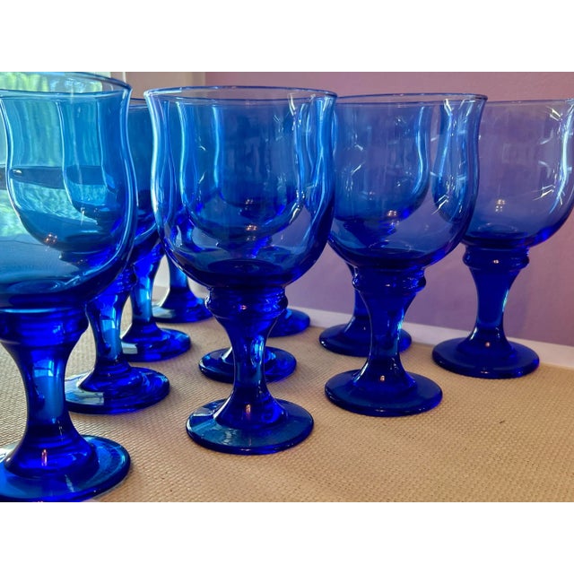 American Libbey Cobalt Blue Glasses - Set of 10 For Sale - Image 3 of 11