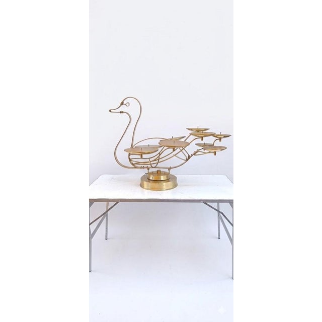 Large Swan-Shaped Brass Cake Holder, 1970s For Sale - Image 11 of 12