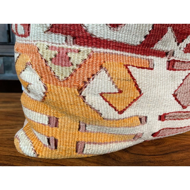 Late 20th Century Small Custom Pillow With Antique Kilim Textile For Sale - Image 5 of 8