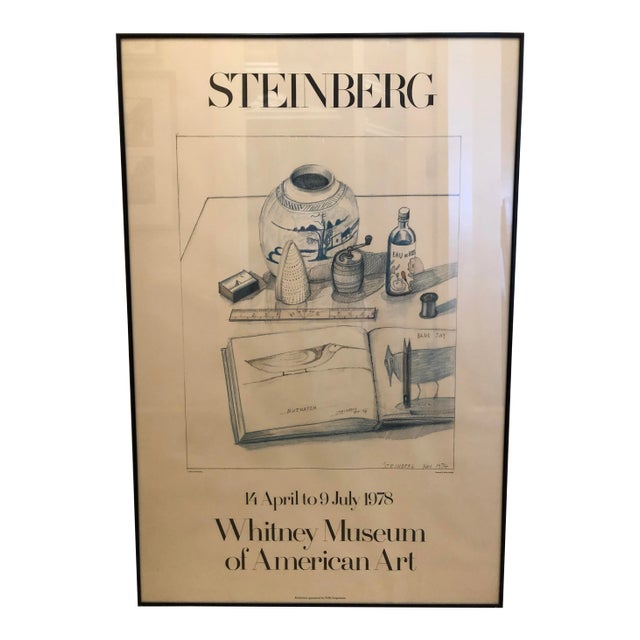 1978 Saul Steinberg Whitney Museum Poster, Framed For Sale