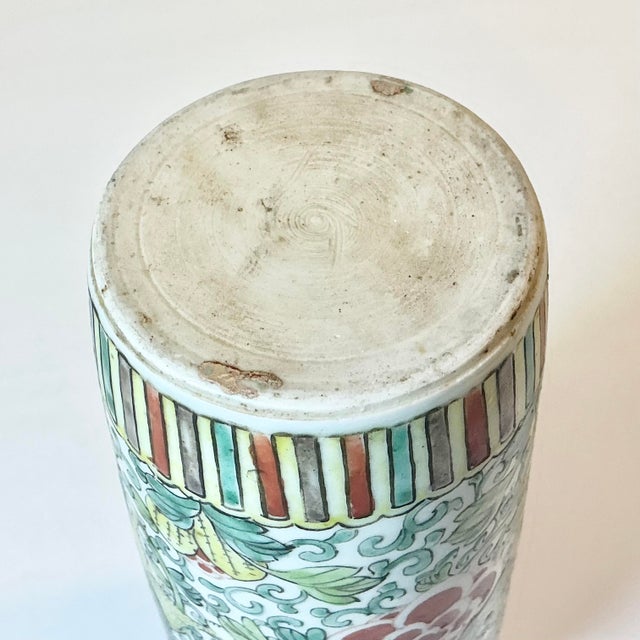 1940s Vintage Chinoiserie Boho Chic Hollywood Regency Foo Dog Vase in Green For Sale - Image 12 of 16