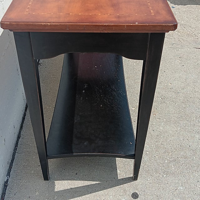 Black Vintage Thomasville Mid Century Modern Solid Wood Console For Sale - Image 8 of 18